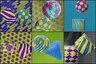 Pick the image of the brick cube and the striped heart