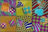 Pick the image of the fuzzy cube and the checkered cube