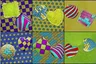 Pick the image of the fuzzy cube and the striped cube