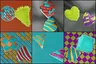 Pick the image of the brick cone and the striped cone