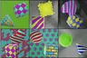 Pick the image of the brick cone and the checkered cube
