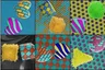 Pick the image of the fuzzy sphere and the striped cube