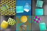 Pick the image of 2 checkered shapes